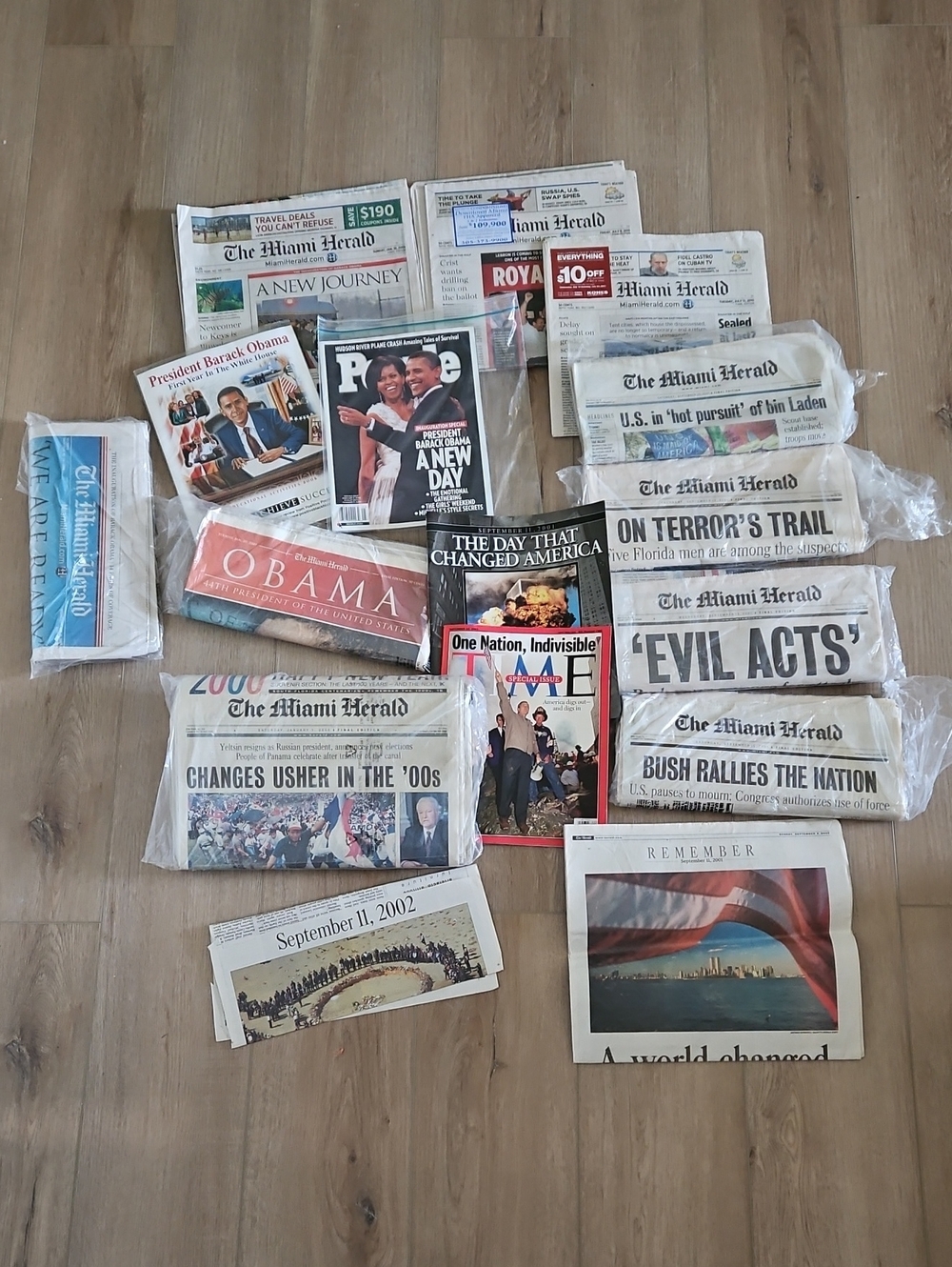 Vintage Miami Herald Newspaper And People Magazine (9-11-2001) & Barack Obama